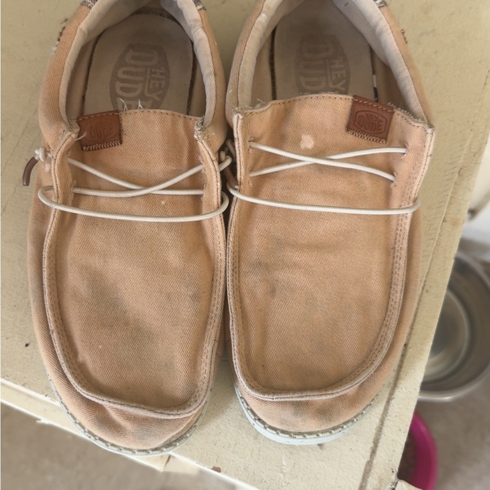Hey Dude Tan Boat Shoes with Moccasin Toe